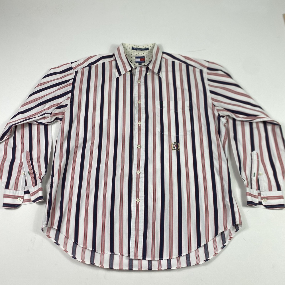 Vintage Tommy Hilfiger Shirt‎ Mens Large Striped Button Down Long Sleeve